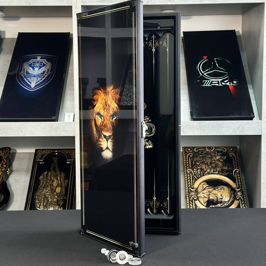 Glass backgammon set LION, 61*27*5cm, Personalized and Exclusive Design. Gift-ready.