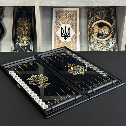 Glass backgammon set LION, 61*27*5cm, Personalized and Exclusive Design. Gift-ready.