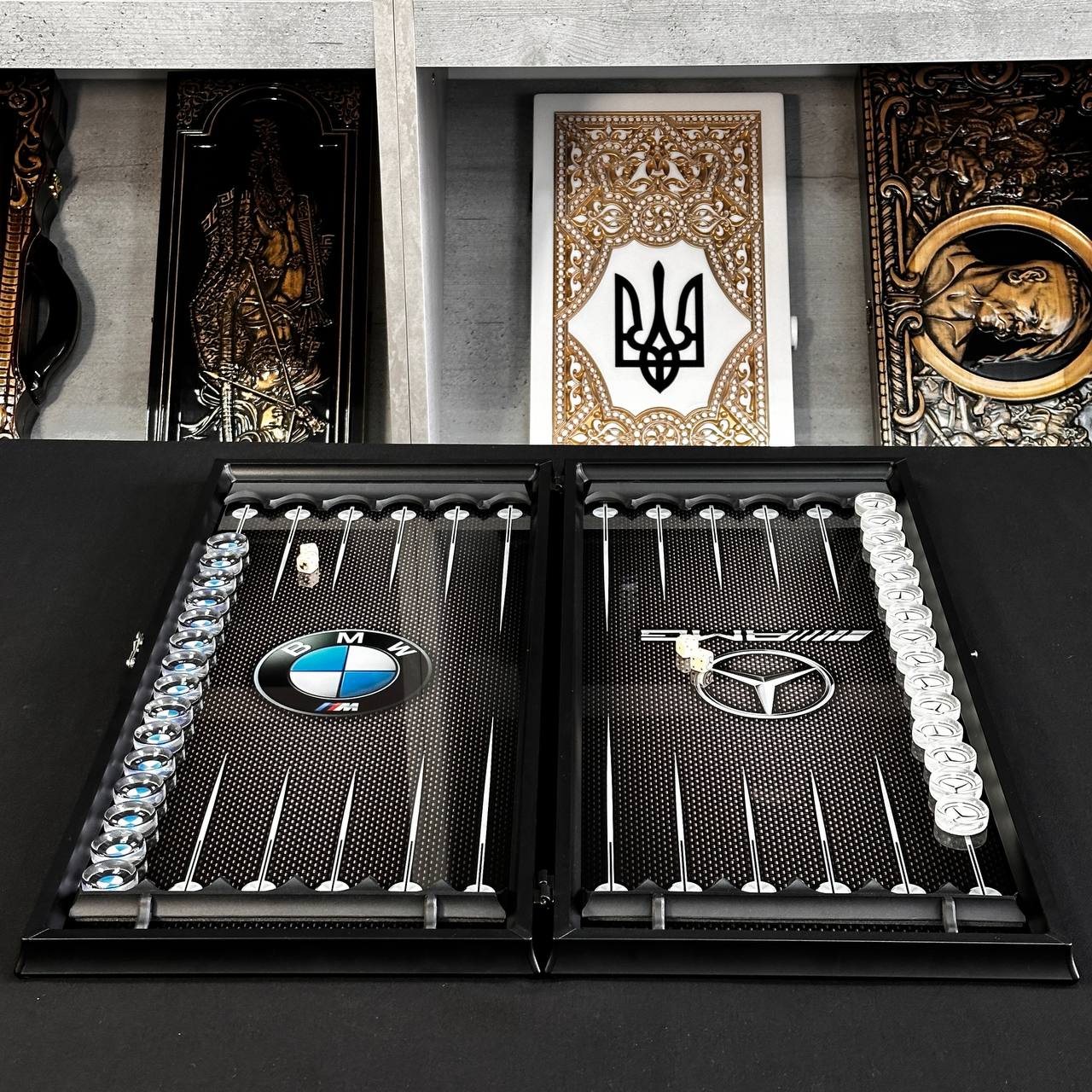 Glasschach- und Glas-Backgammon-Set 3in1, Chekers-Brettspiel, individuelles Backgammon-Brett, modernes Backgammon-Brett