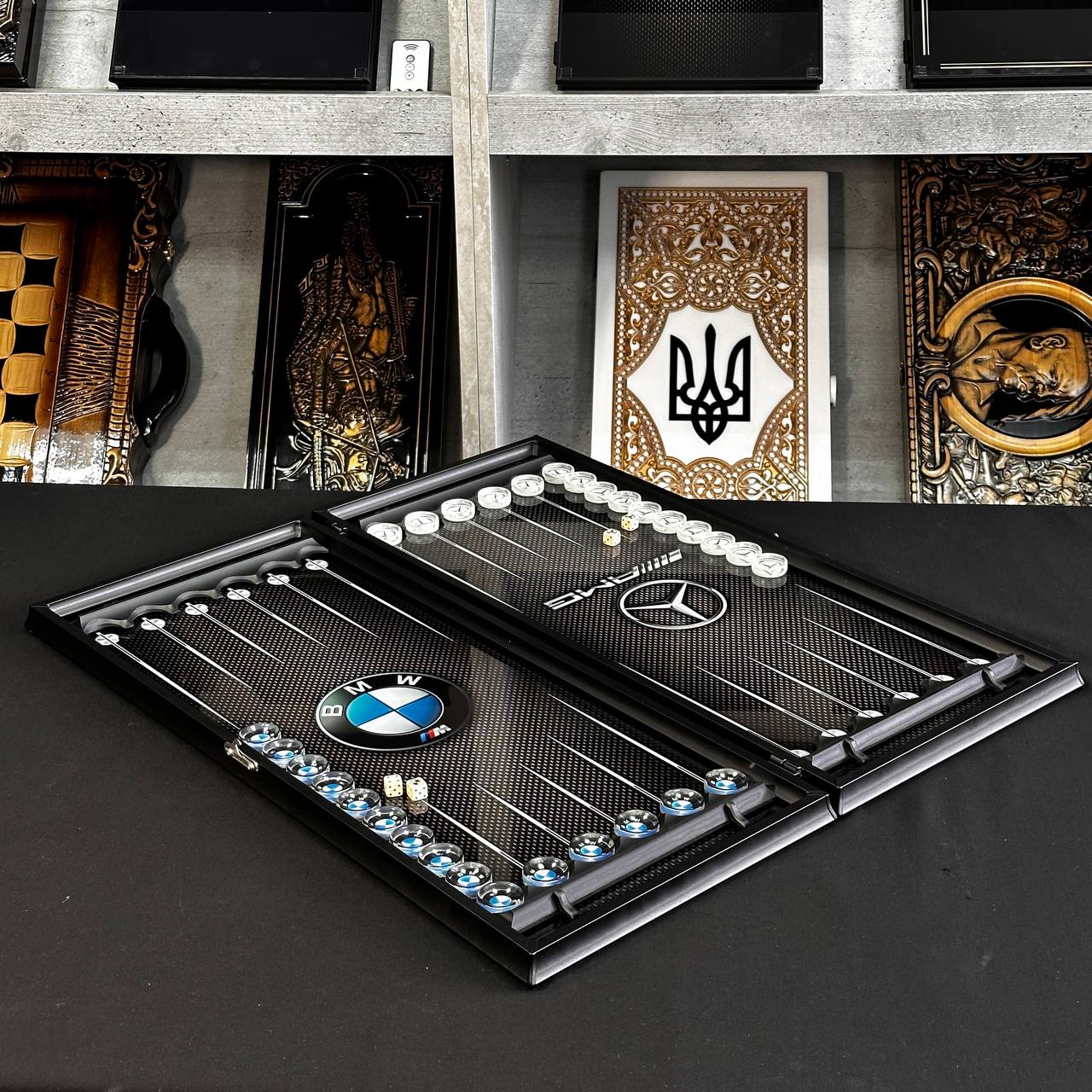 Glasschach- und Glas-Backgammon-Set 3in1, Chekers-Brettspiel, individuelles Backgammon-Brett, modernes Backgammon-Brett