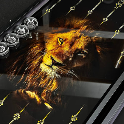 Glass backgammon set, LION Black&White 61*27*5cm, Personalized and Exclusive Design. Gift-ready.