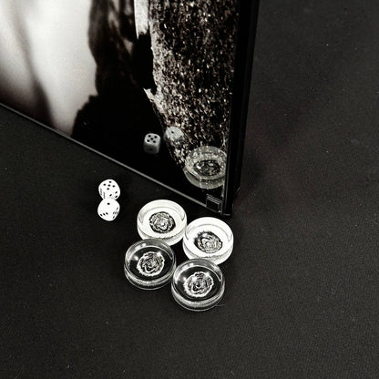 Glass backgammon set, LION Black&White 61*27*5cm, Personalized and Exclusive Design. Gift-ready.