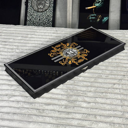 Glass backgammon set TOP Brand, 61*27cm. Personalization. Gift-ready.