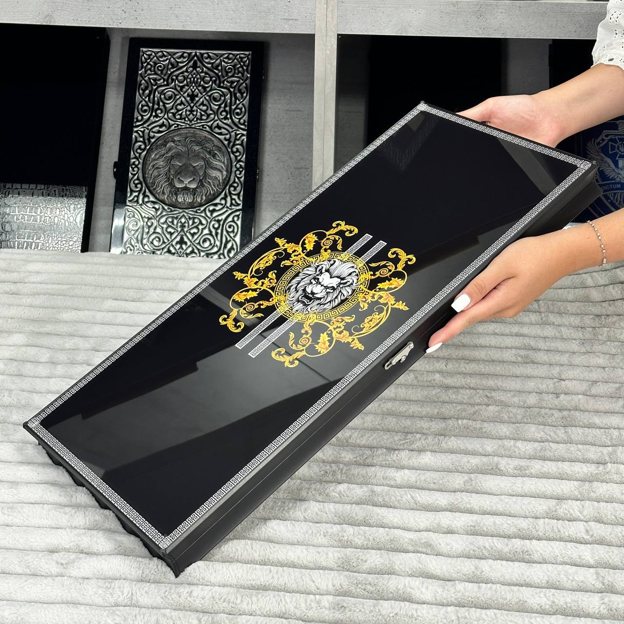 Glass backgammon set TOP Brand, 61*27cm. Personalization. Gift-ready.