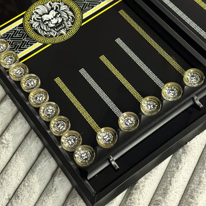 Glass backgammon set TOP Brand, 61*27cm. Personalization. Gift-ready.