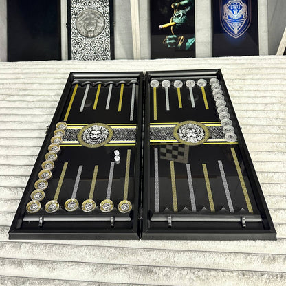 Glass backgammon set TOP Brand, 61*27cm. Personalization. Gift-ready.