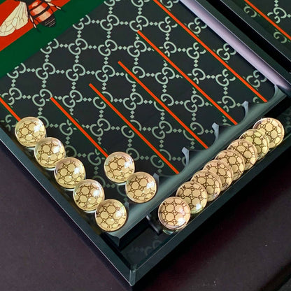 Glass backgammon set TOP Brand, 61*27cm. Customization. Gift-ready.