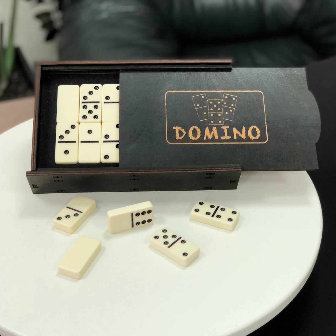 Elegant Acrylic Dominoes Set in wooden box, 53*27*12mm domino size. Gift-ready