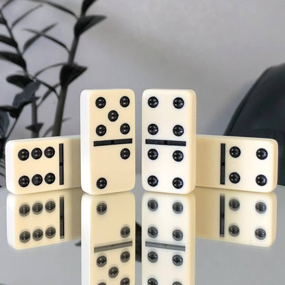 Elegant Acrylic Dominoes Set in wooden box, 53*27*12mm domino size. Gift-ready