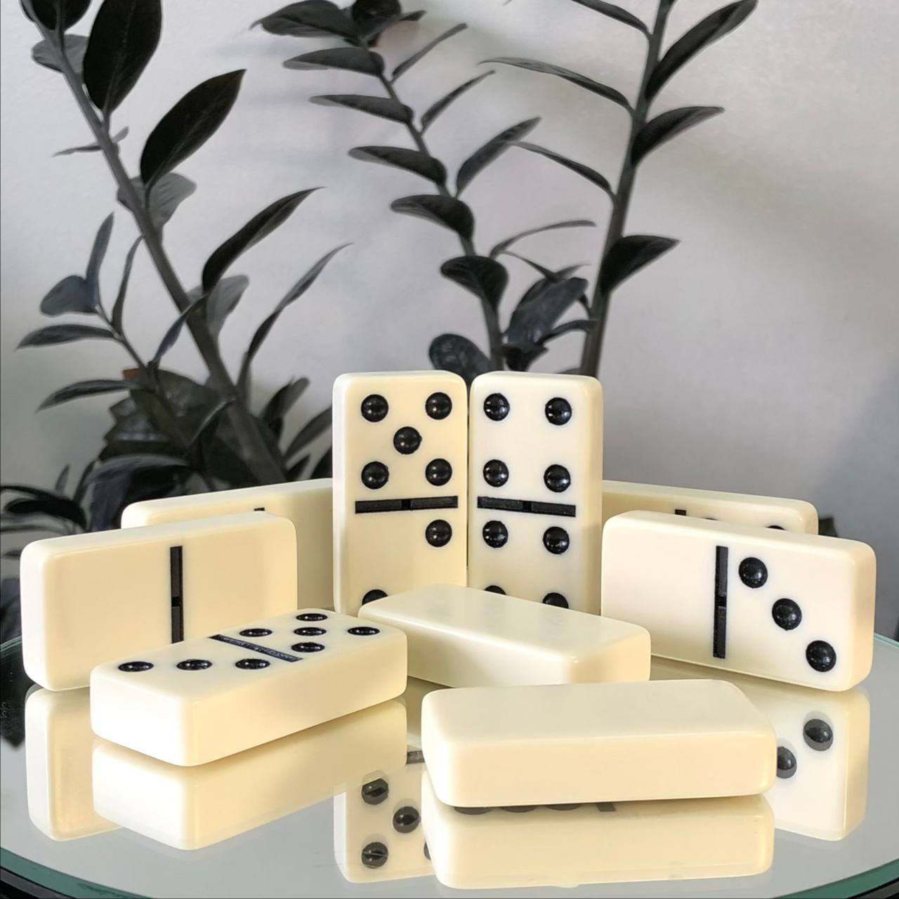 Elegant Acrylic Dominoes Set in wooden box, 53*27*12mm domino size. Gift-ready