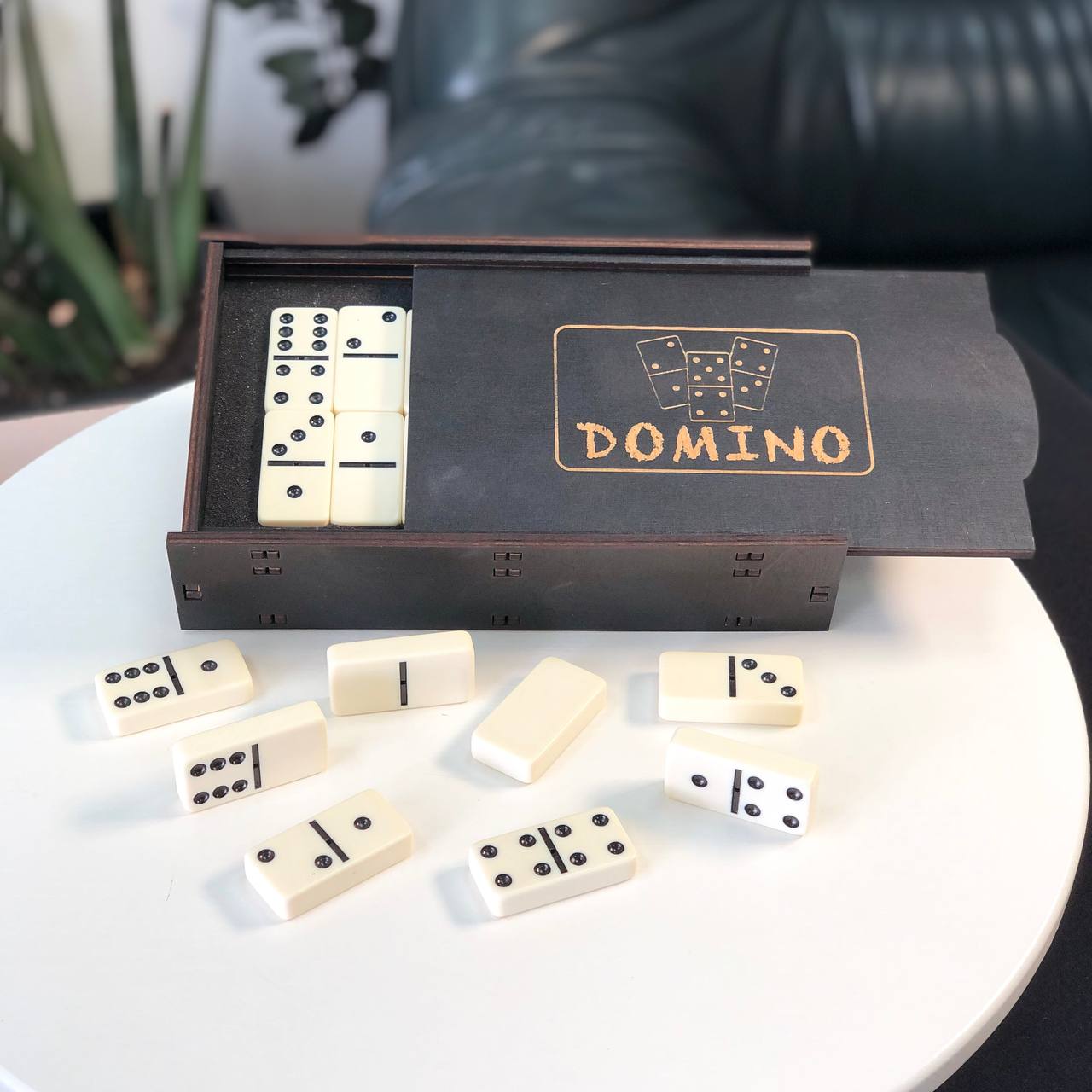 Elegant Acrylic Dominoes Set in wooden box, 53*27*12mm domino size. Gift-ready