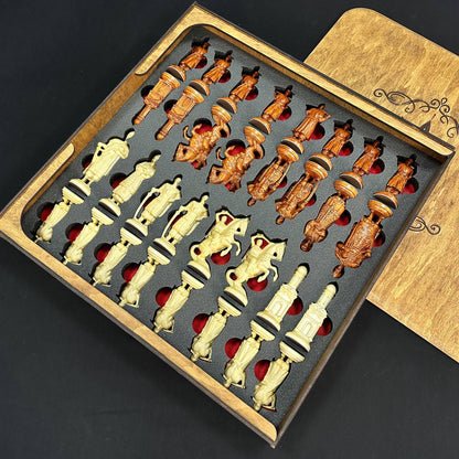 Deluxe Acrylic Stone Chess & Backgammon Set – Gold Carved Design (58×28 cm) | Free Global Delivery | Gift-ready