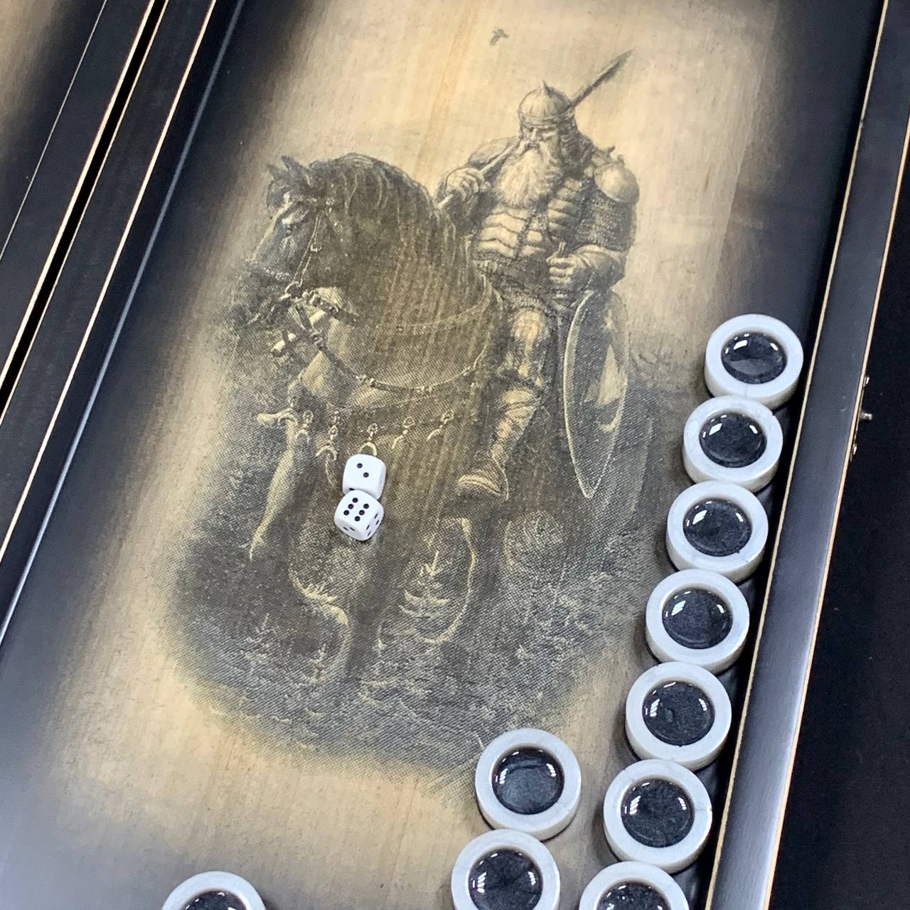 Wooden Backgammon "The Knights", 50×23×9cm, Customized and Gift-ready