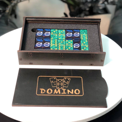 Dominoes Set Handmade Epoxy resin 46*23*9mm with Car brand in box. Gift-ready and Customized