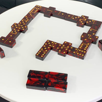 Dominoes Set Handmade Red Epoxy resin 47*24*12mm  in box. Gift-ready