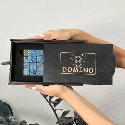 Dominoes Set Handmade Epoxy resin 49*23*8mm in box. Gift-ready and Customized