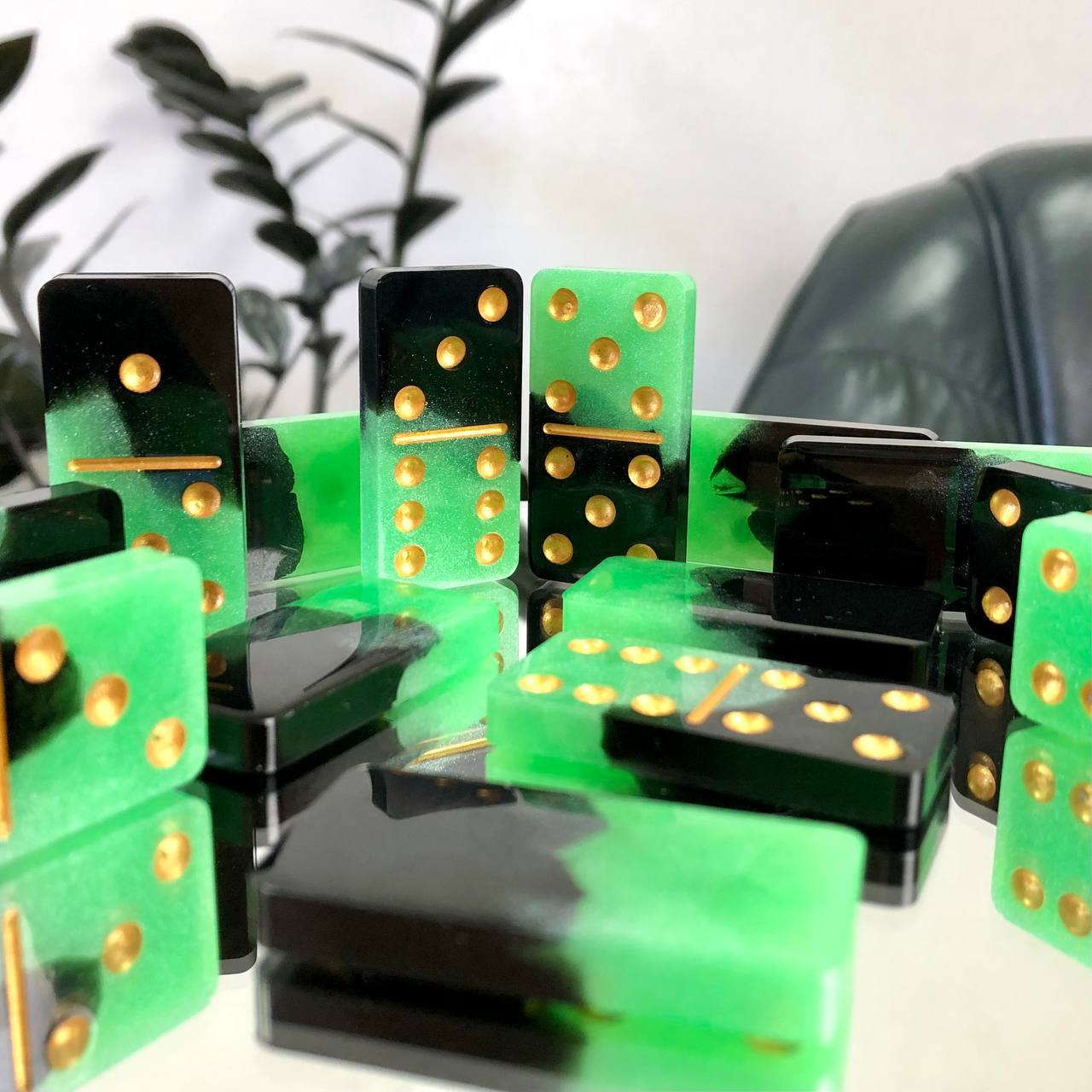 Dominoes Set Handmade Epoxy resin 45*22*8mm in box. Gift-ready and Customized