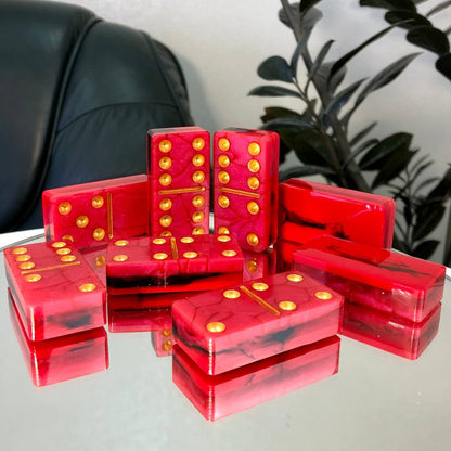 Dominoes Set Handmade Red Epoxy resin 47*24*12mm  in box. Gift-ready and Customized