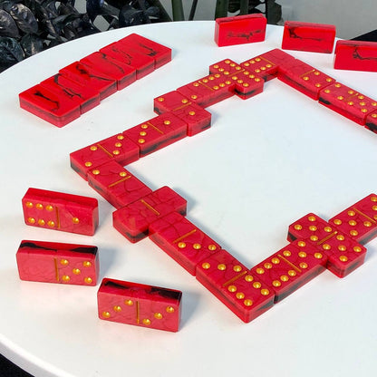 Dominoes Set Handmade Red Epoxy resin 47*24*12mm  in box. Gift-ready and Customized