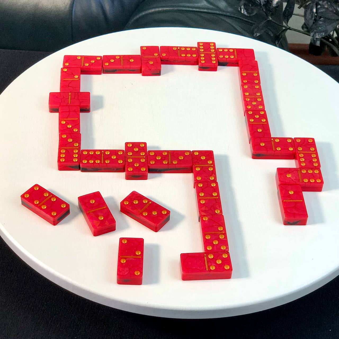 Dominoes Set Handmade Red Epoxy resin 47*24*12mm  in box. Gift-ready and Customized