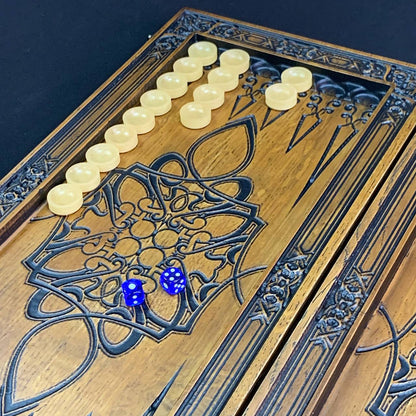 Wooden backgammon board game set "King Lion", 46*23cm. Gift-ready