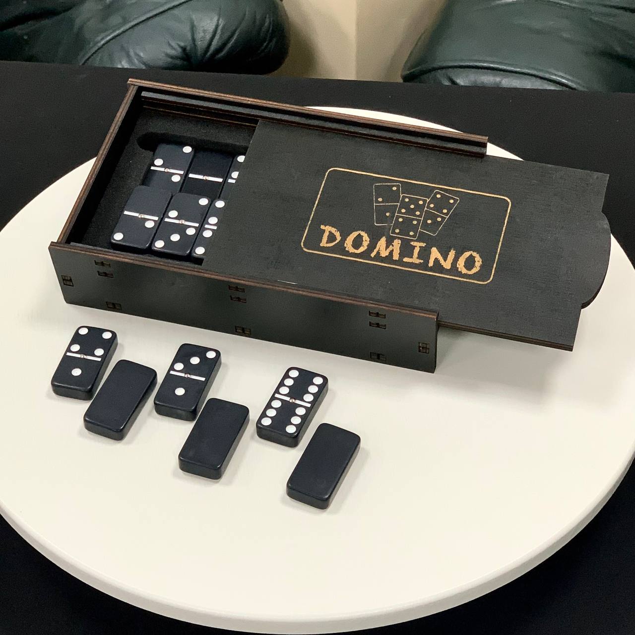 Black Dominoes set 53*24mm in Storage box, Premium quality, Gift-ready