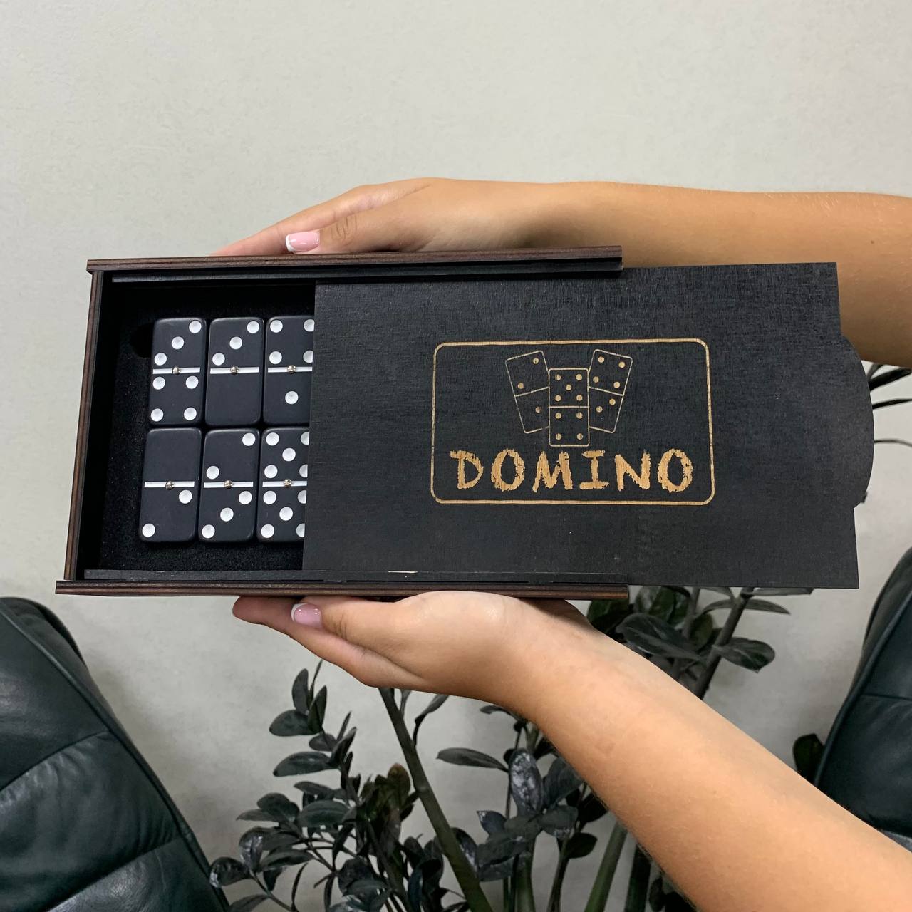 Black Dominoes set 53*24mm in Storage box, Premium quality, Gift-ready