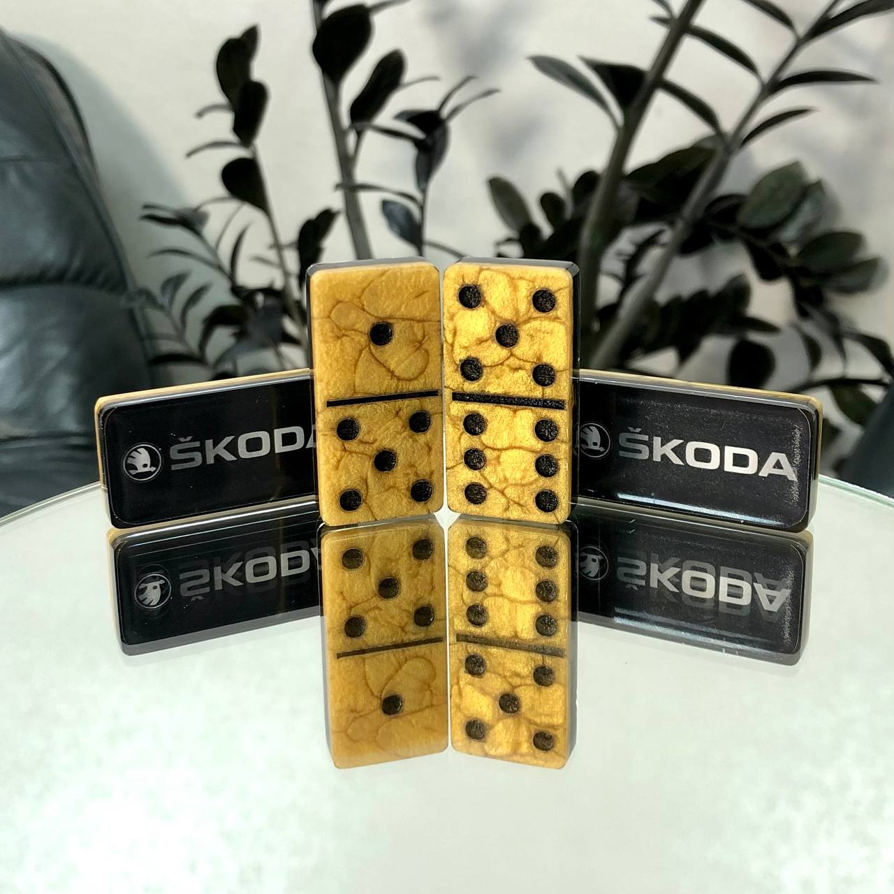 Dominoes Set Handmade Epoxy resin Car Brand 47*24*10mm in box. Gift-ready and Customized