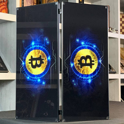 Glas-Backgammon „Bitcoin“, Backgammon-Brett, Geschenk für Chef