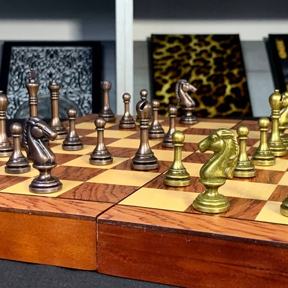 Wooden chess set board game with figures, 35*18mm, Gift-ready