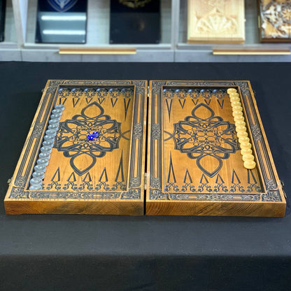 Juego de ajedrez de madera, juego de backgammon, tablero de juego de damas, tablero de juego tallado