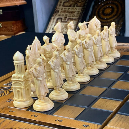 Wooden Chess Set with Luxurious Design, 3 in 1 (Chess, checkers and backgammon) 68×32 cm. Gift-ready