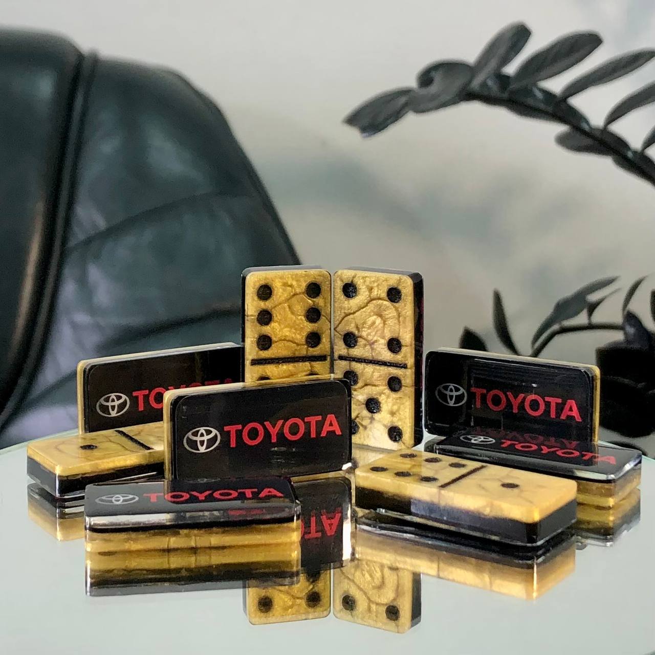 Dominoes Set Handmade Epoxy resin Car Brand 47*24*10mm in box. Gift-ready. Customized