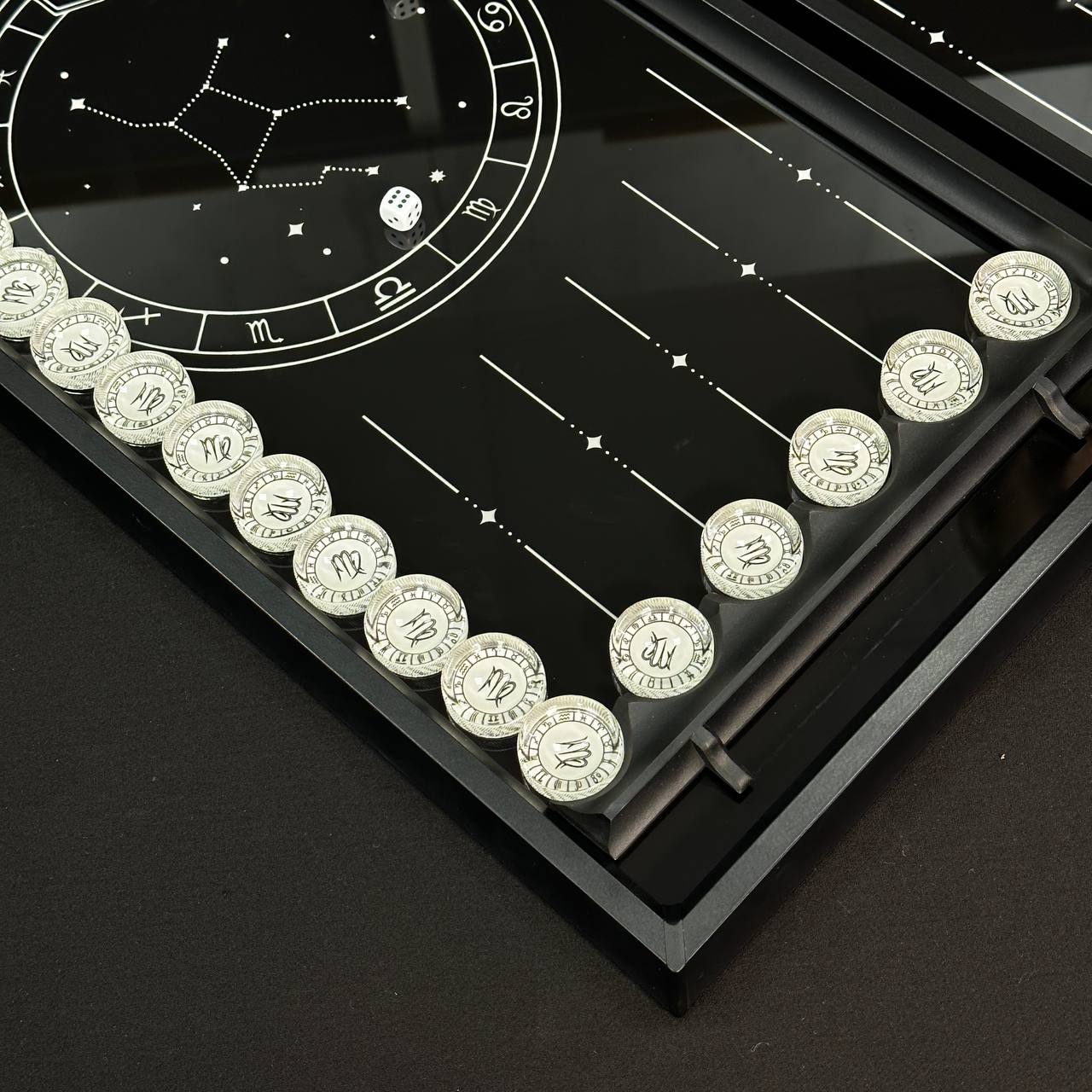 Exquisite Glass Backgammon "Zodiac sign Virgo" - 61×27 cm, Art. 250105. Customized. Gift-ready