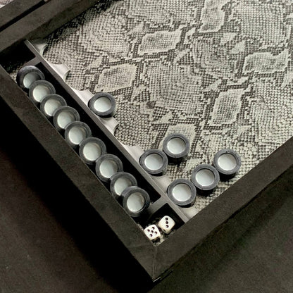 Exclusive Carbon Backgammon Set in Aluminum Frame with Glass Interior, 60*30 cm, Art.555005 Gift-ready