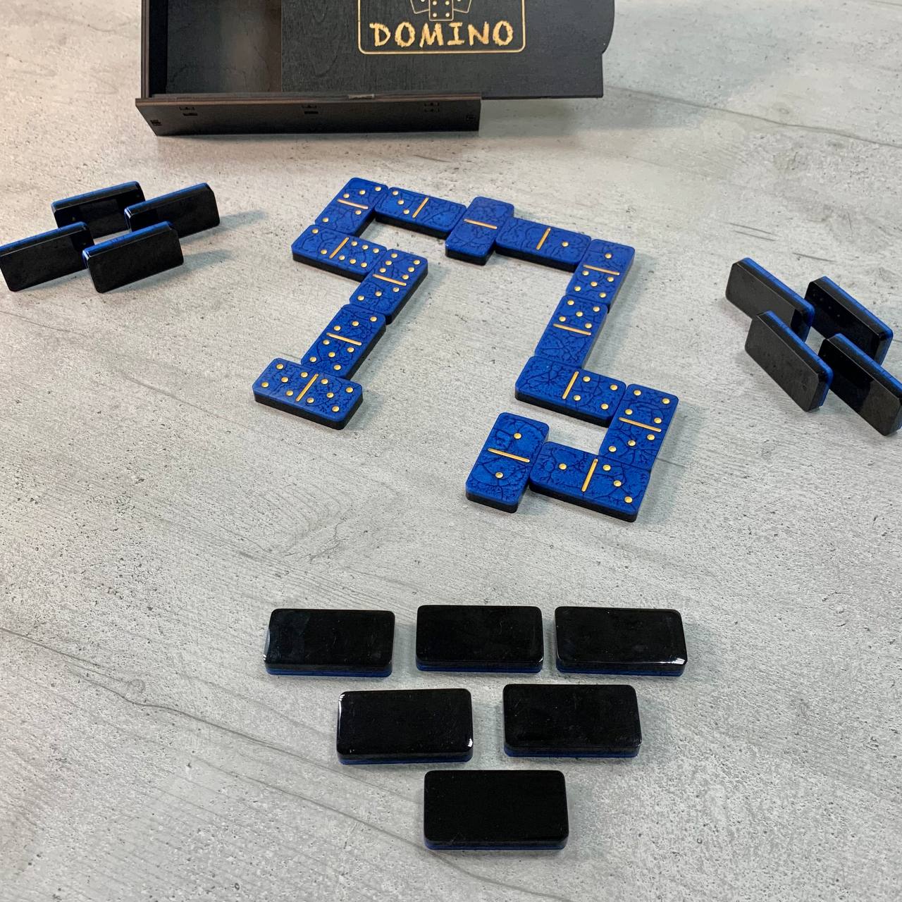 Epoxy Resin Dominoes - Bright Blue Set for Your Game Nights 60*30mm. Gift-ready.