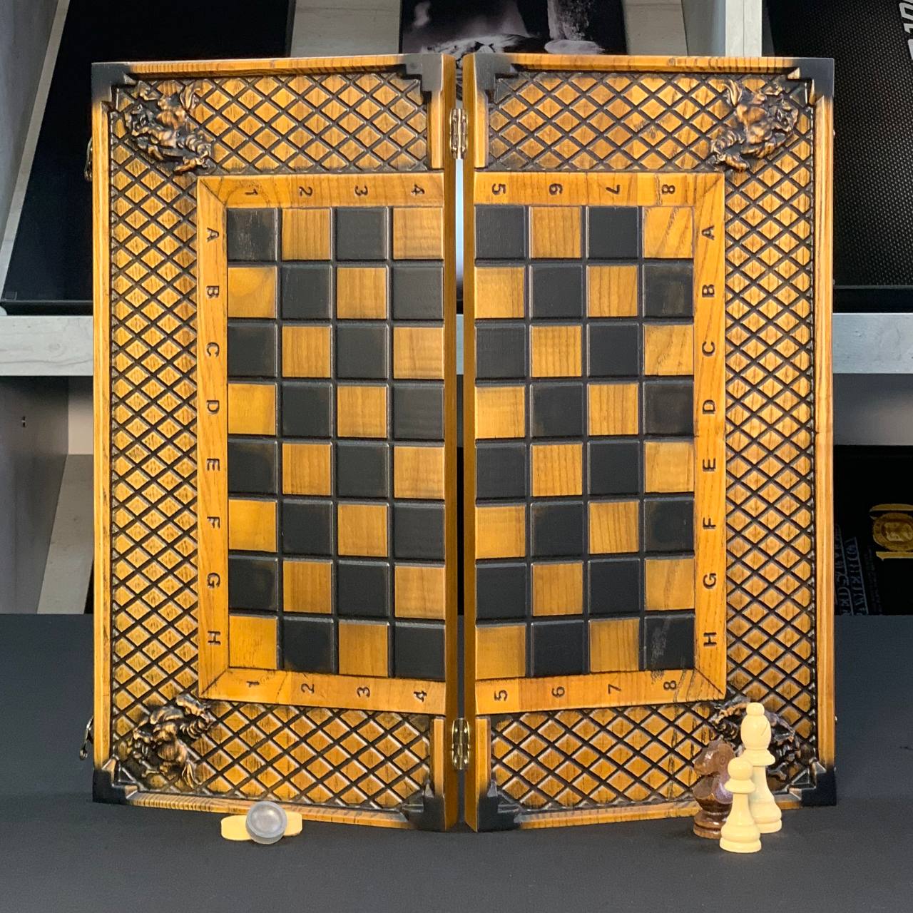 Wooden chess set  3 in 1 - chess, backgammon, checkers, 46*23cm, Gift-ready