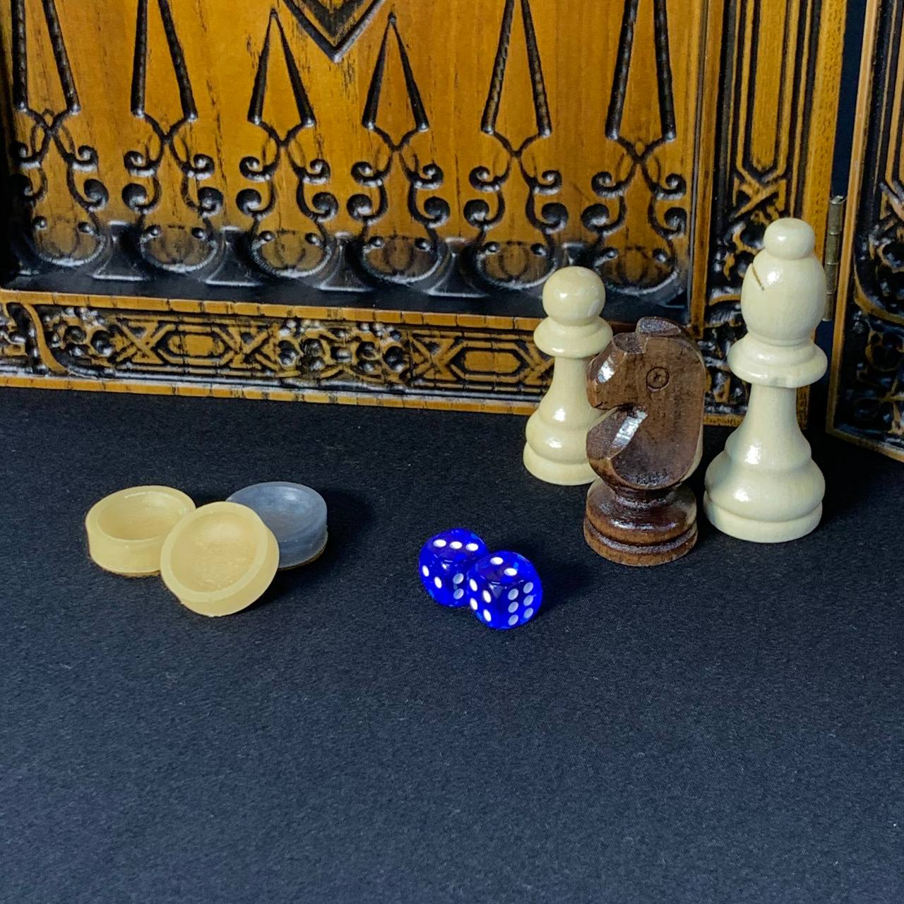 Wooden chess set  3 in 1 - chess, backgammon, checkers, 46*23cm, Gift-ready