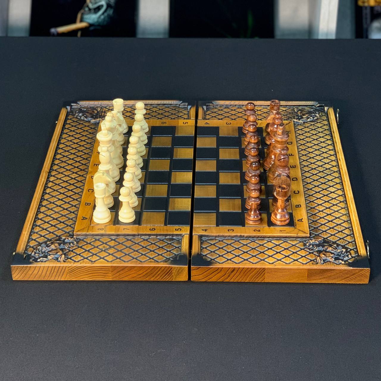 Wooden chess set  3 in 1 - chess, backgammon, checkers, 46*23cm, Gift-ready