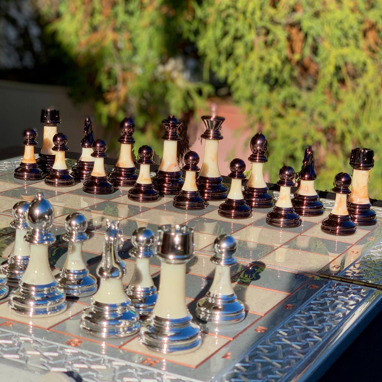 Acrylic stone chess Set 47*24cm: A Luxurious Gift for True Connoisseurs. Gift-ready