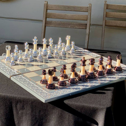 Acrylic stone chess Set 47*24cm: A Luxurious Gift for True Connoisseurs. Gift-ready