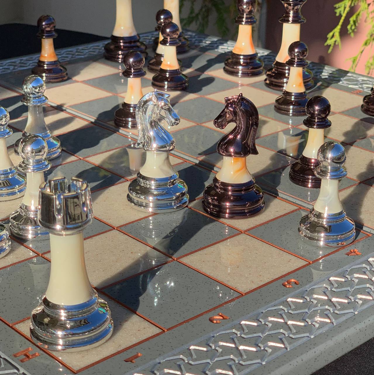 Acrylic stone chess Set 47*24cm: A Luxurious Gift for True Connoisseurs. Gift-ready