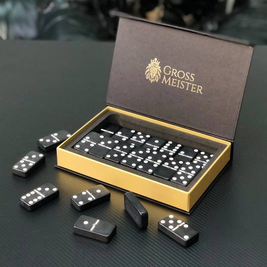 Black Dominoes set 53*24mm in Storage box, Premium quality, Gift-ready