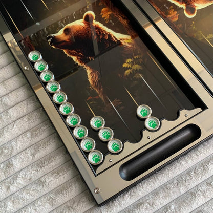 Metall-Backgammon 60×30 cm, Spielfläche aus Glas