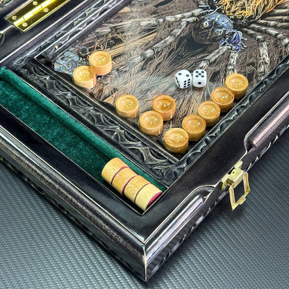 Exclusive Hand-Carved Wooden backgammon with Glass Board "Spider" – Luxurious and Unique Gift-ready