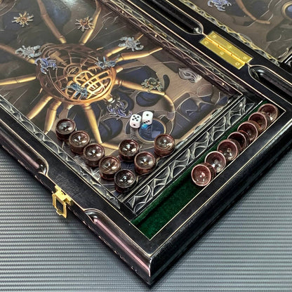 Exclusive Hand-Carved Wooden backgammon with Glass Board "Running spider" – Luxurious and Unique Gift-ready