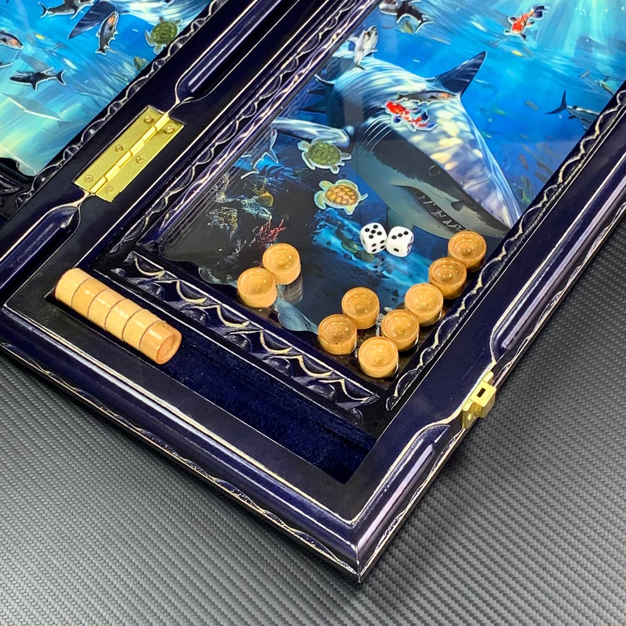 Exclusive Hand-Carved Wooden backgammon with Glass Board "Shark" – Luxurious and Unique Gift-ready