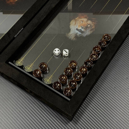 Exclusive Handmade Metal and Glass Backgammon Set 40*20cm, Gift-ready compact size