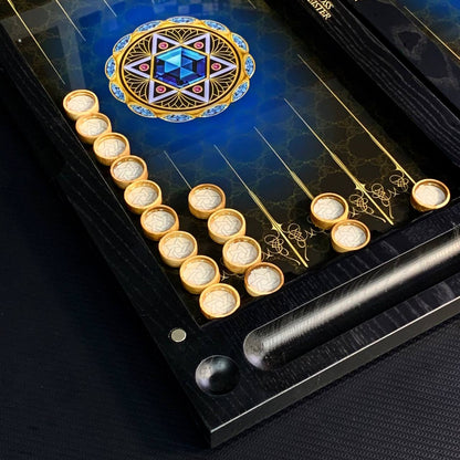 Exclusive Glass Backgammon with Scorpion. Wooden board game. Gift-ready and Customized