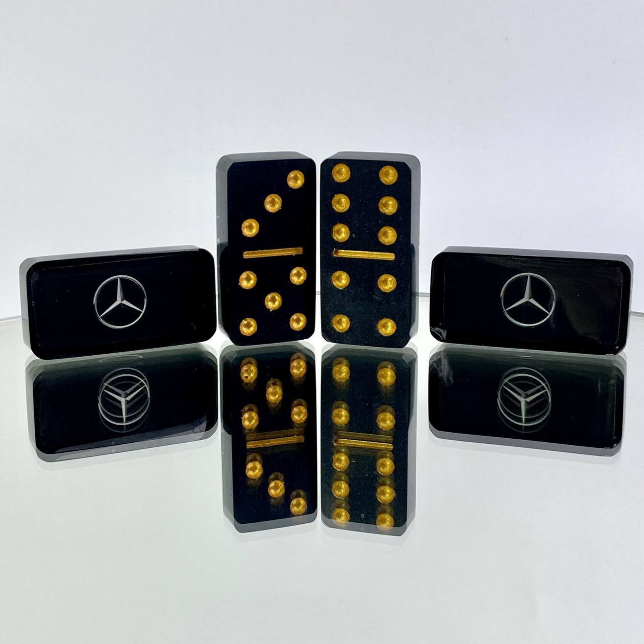 Dominoes Set Handmade Epoxy resin Car Brand Mercedes 49*24*10mm in box. Gift-ready and Customized